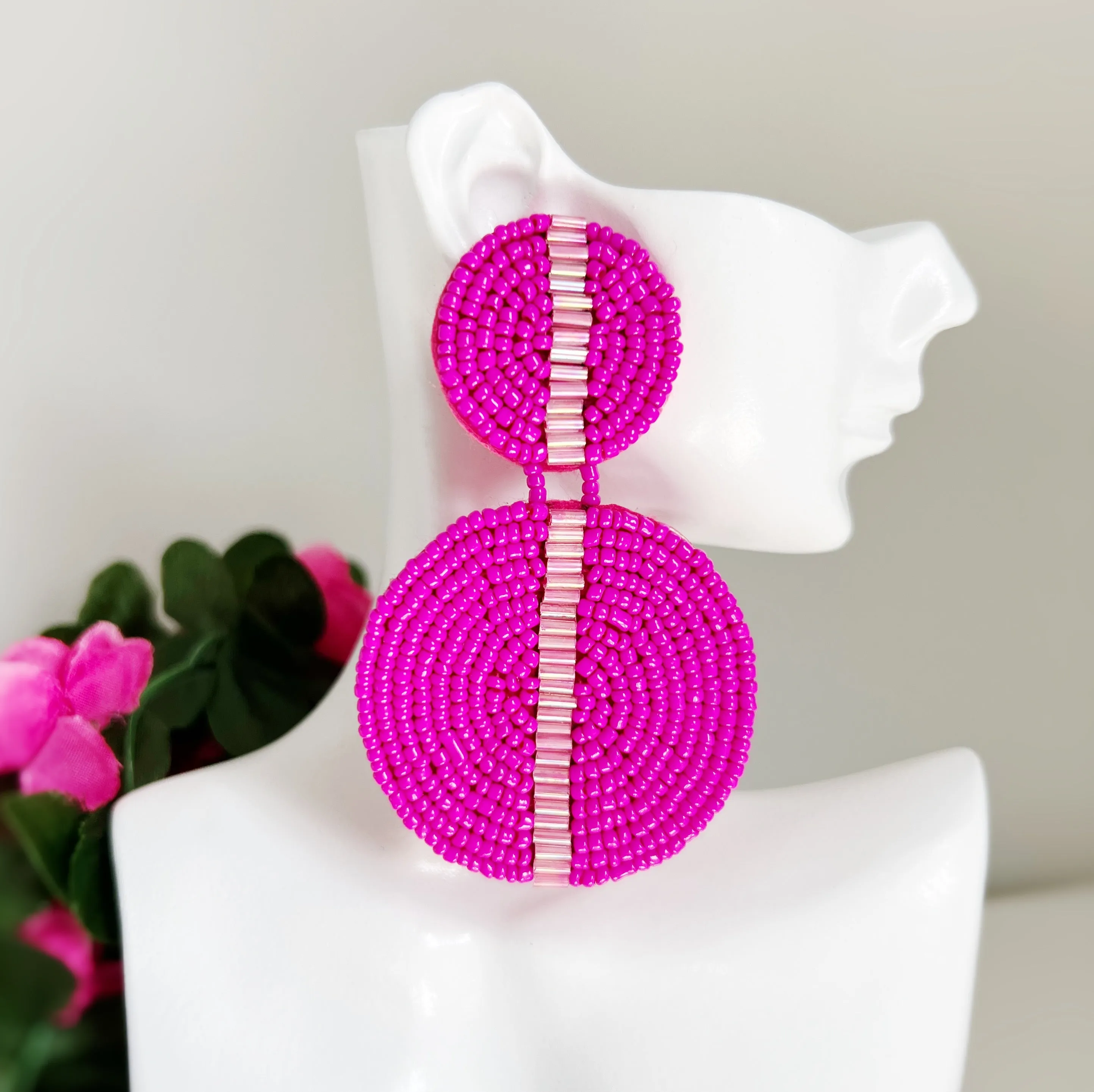 Round Drop Seed Bead Earrings