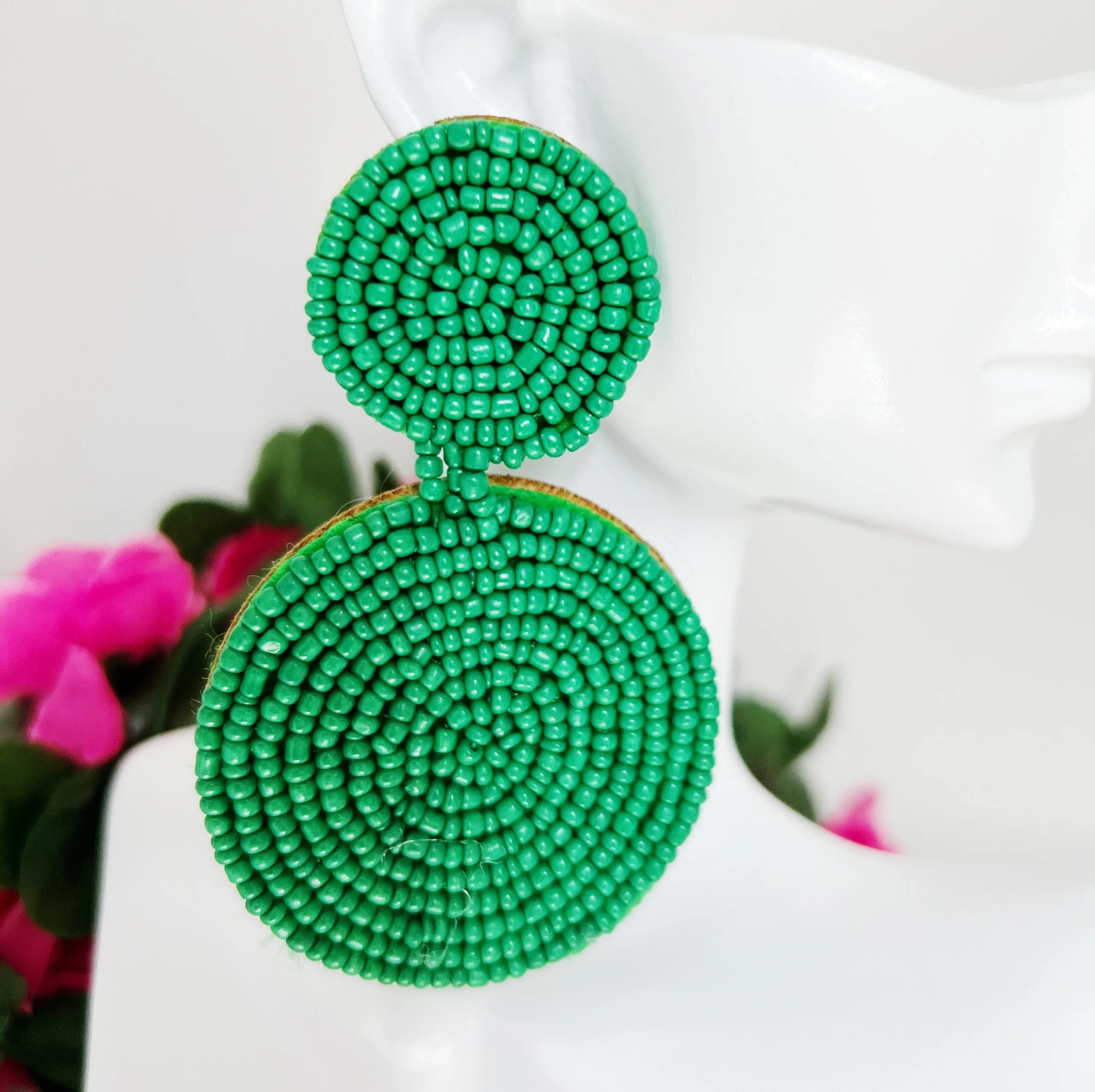 Round Drop Seed Bead Earrings