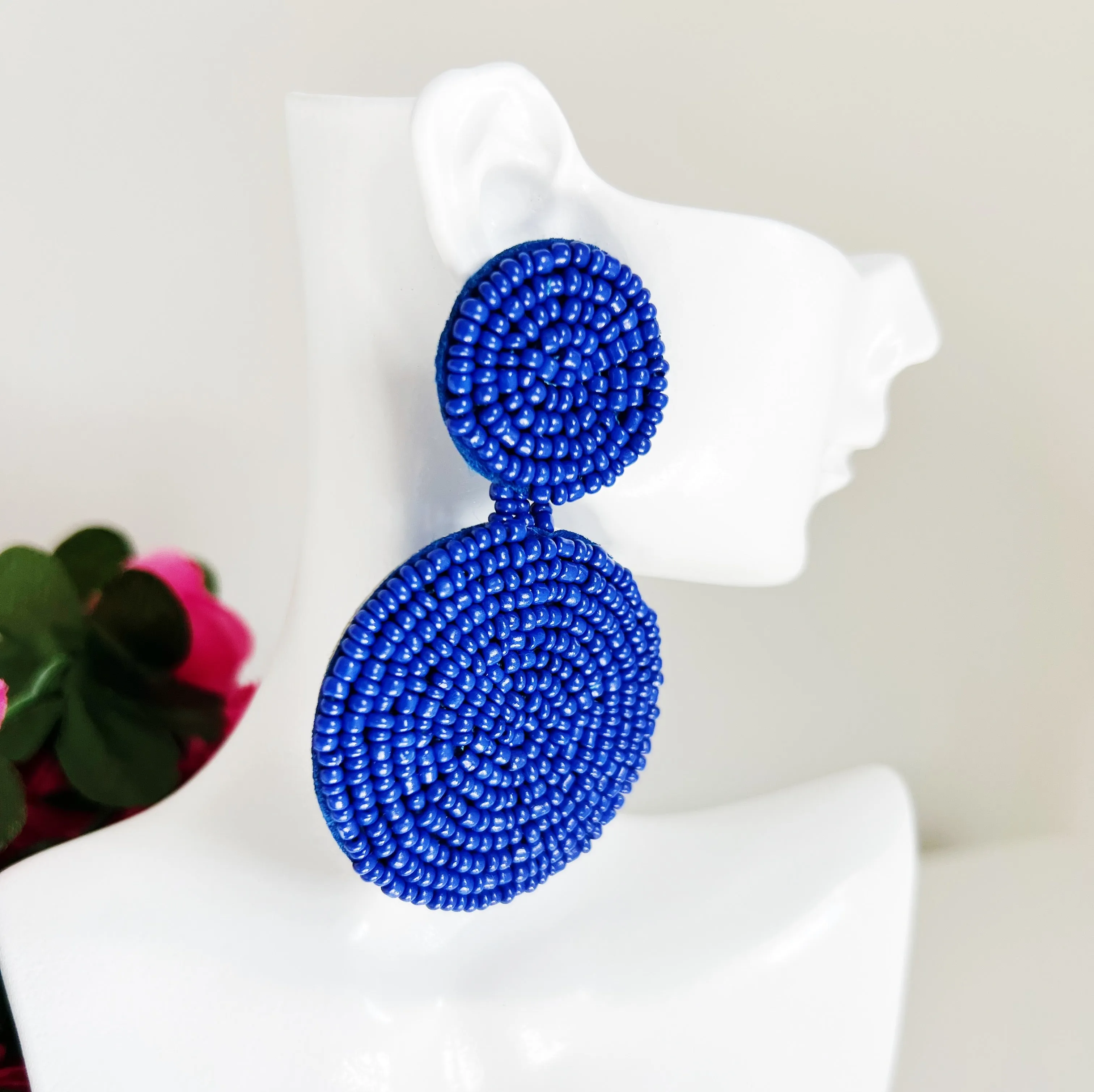 Round Drop Seed Bead Earrings