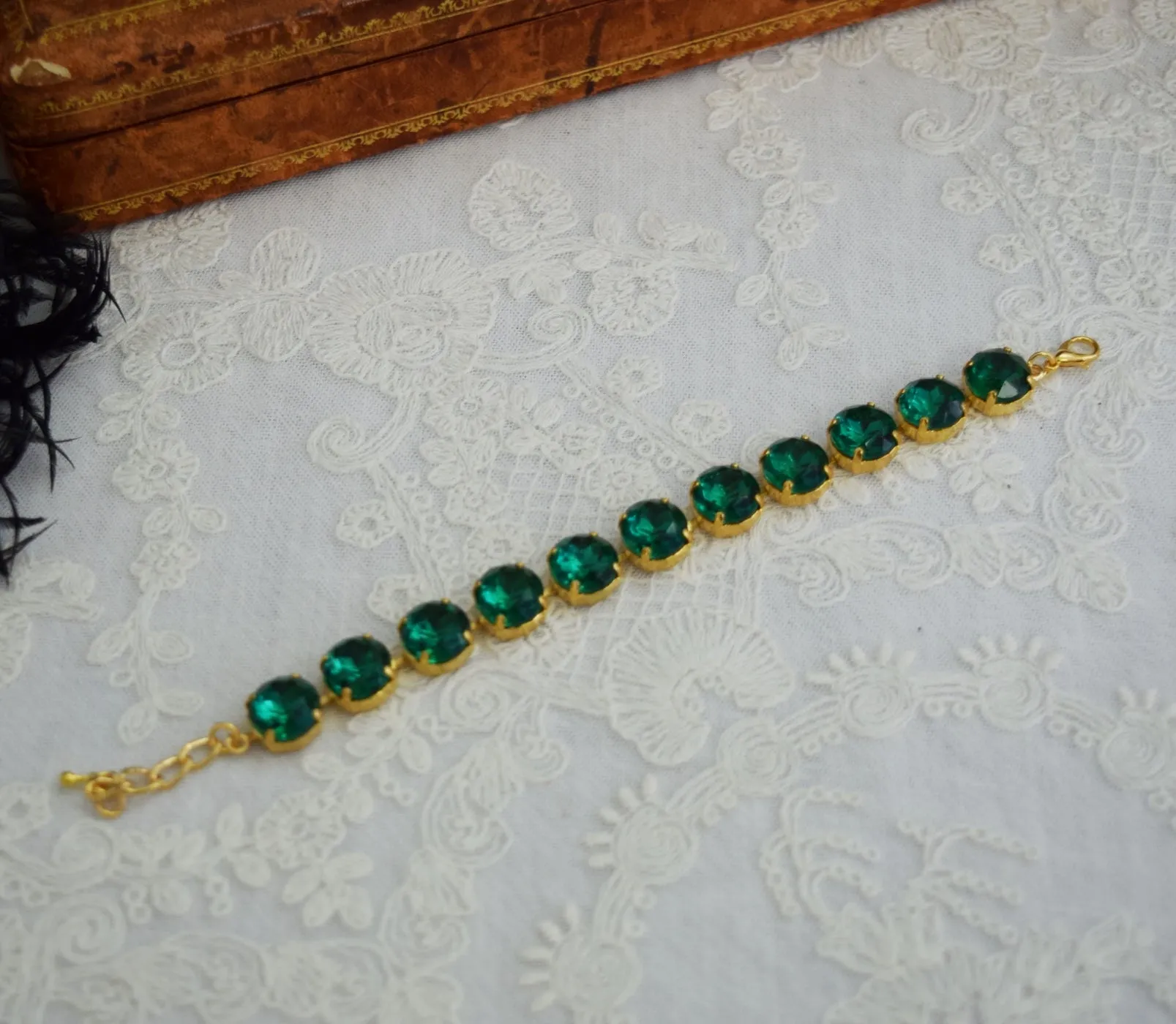 Sample Sale - Emerald Crystal Bracelet - Small Round