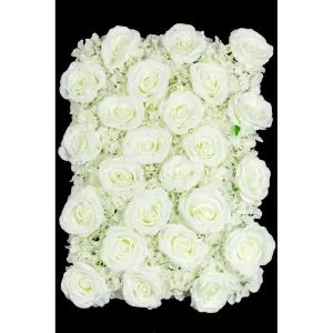 Silk Roses/Hydrangeas Flower Wall Backdrop Panel - Cream