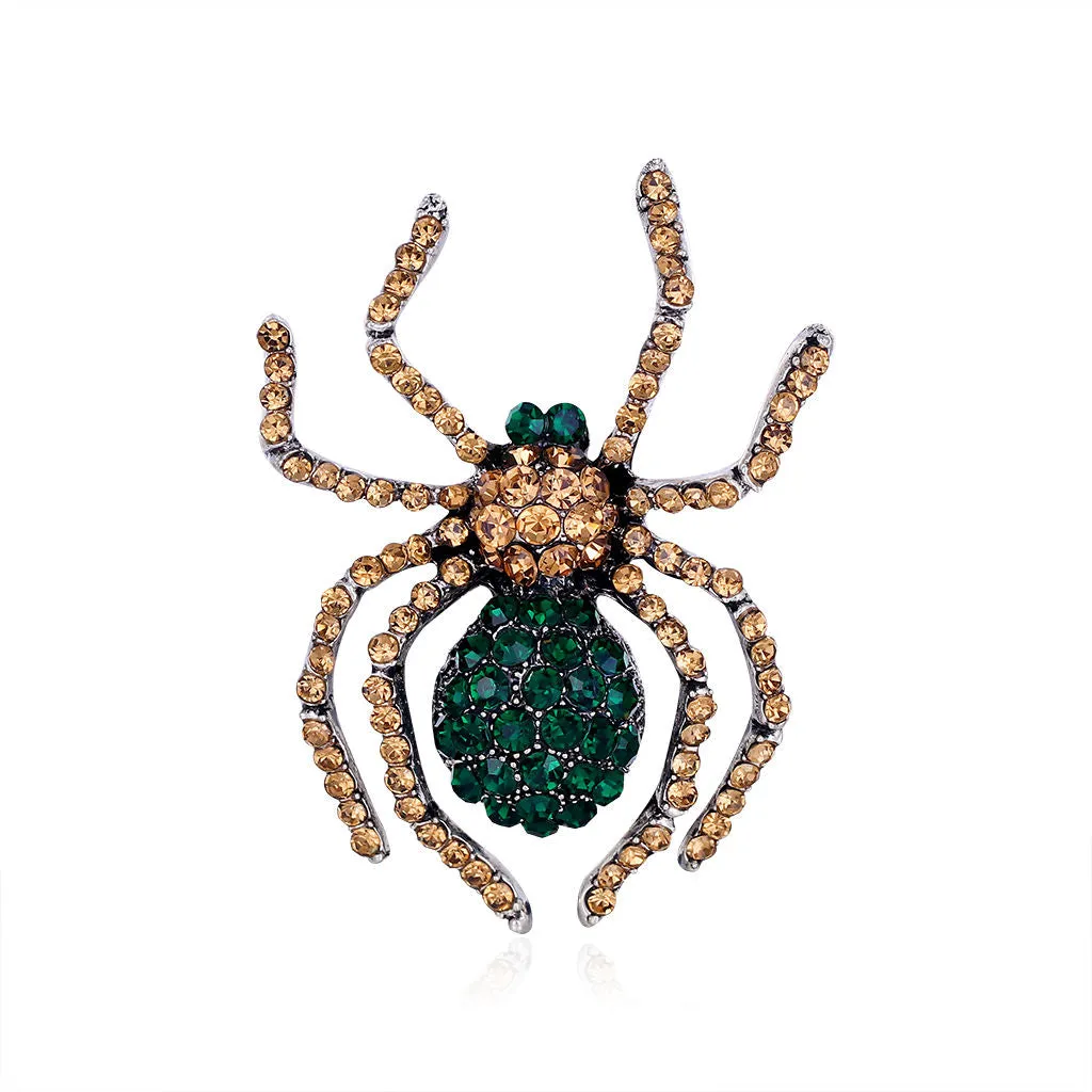 SISSLIA Female Fashion Crystal Spider Brooches For Women Luxury Alloy Vintage Animal Brooch Pins