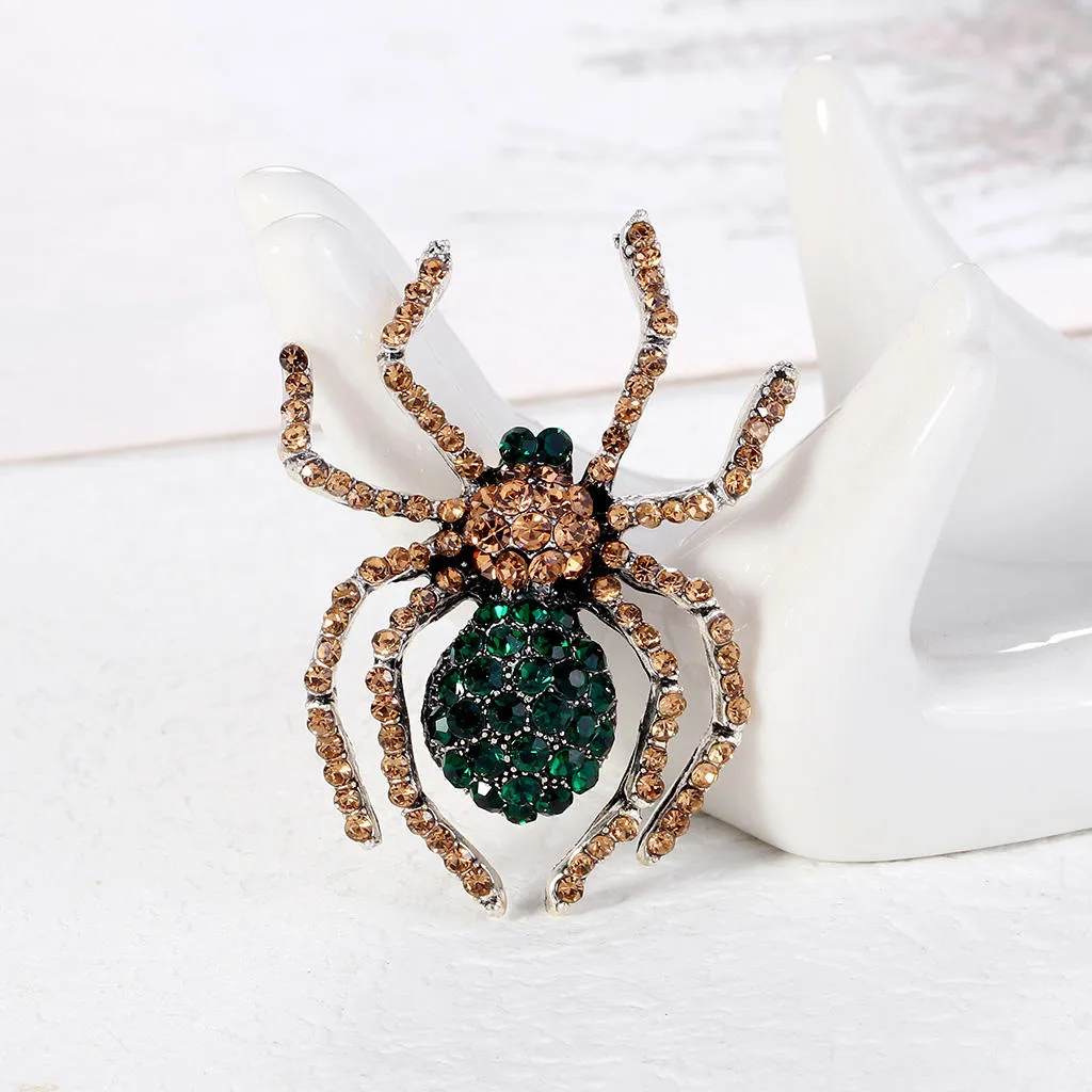 SISSLIA Female Fashion Crystal Spider Brooches For Women Luxury Alloy Vintage Animal Brooch Pins