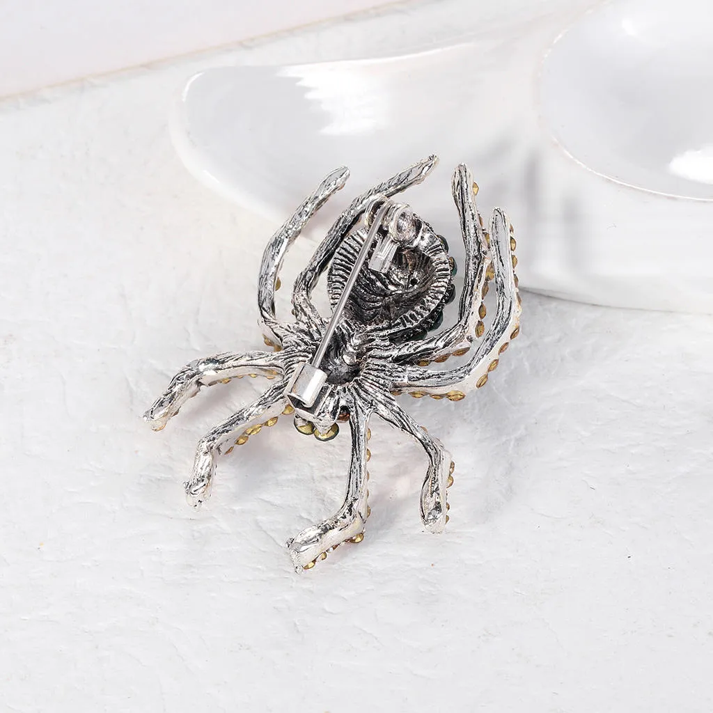 SISSLIA Female Fashion Crystal Spider Brooches For Women Luxury Alloy Vintage Animal Brooch Pins