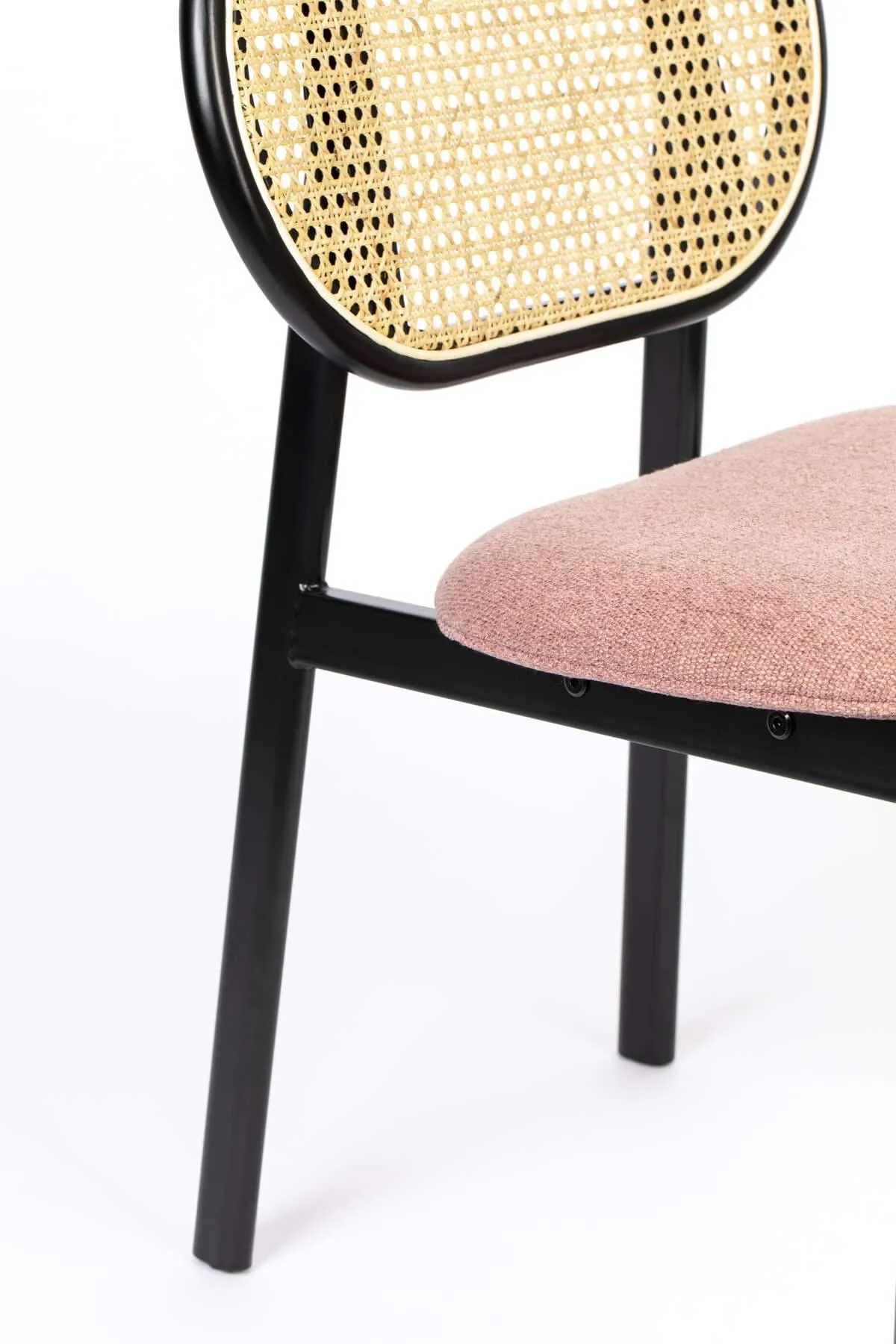 SPIKE chair pink with rattan backrest