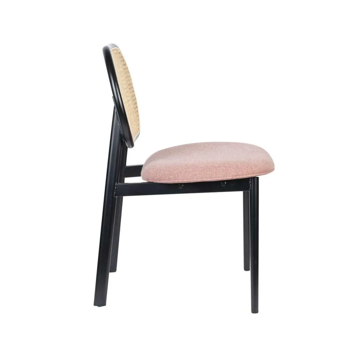 SPIKE chair pink with rattan backrest