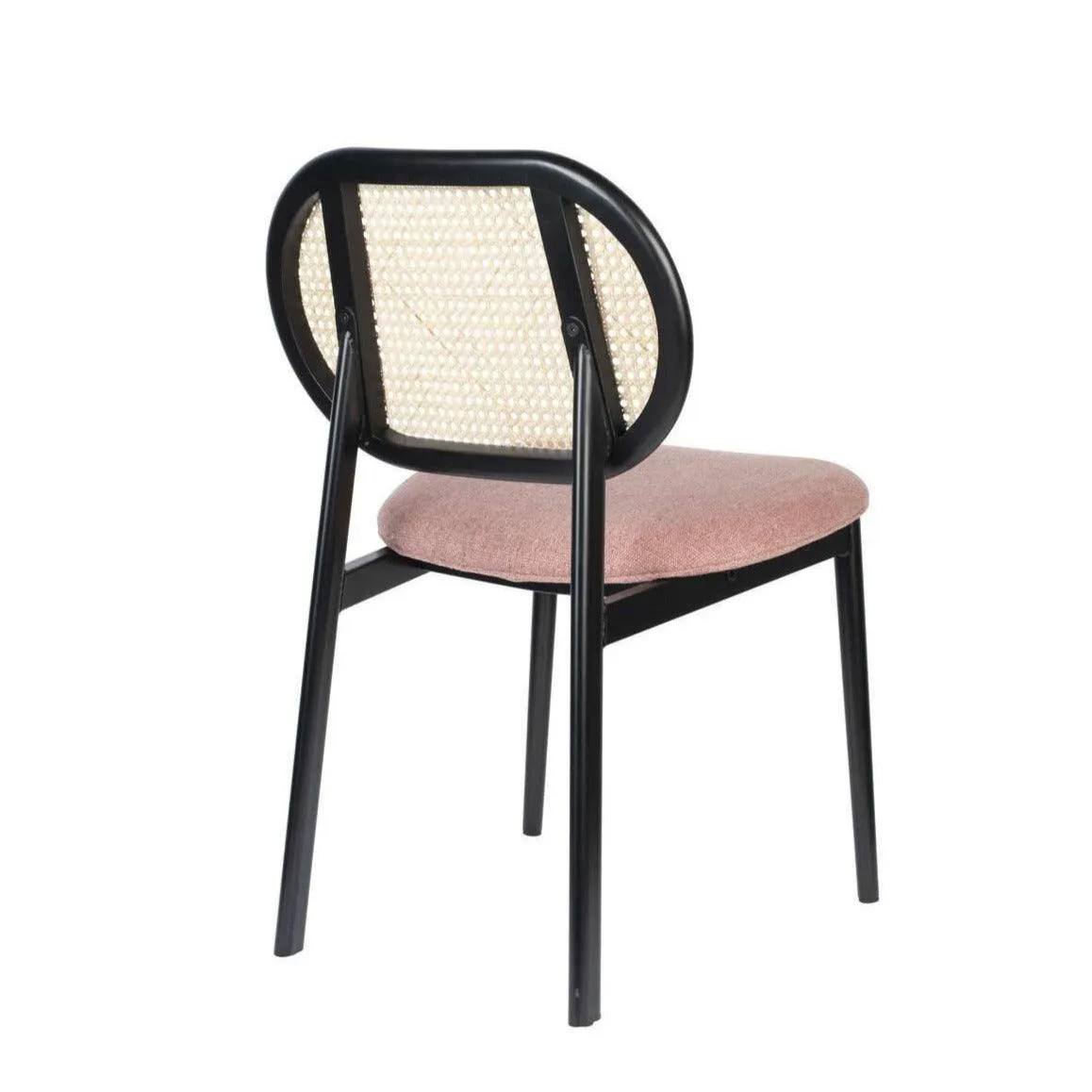 SPIKE chair pink with rattan backrest