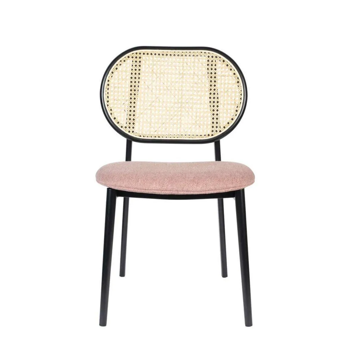 SPIKE chair pink with rattan backrest