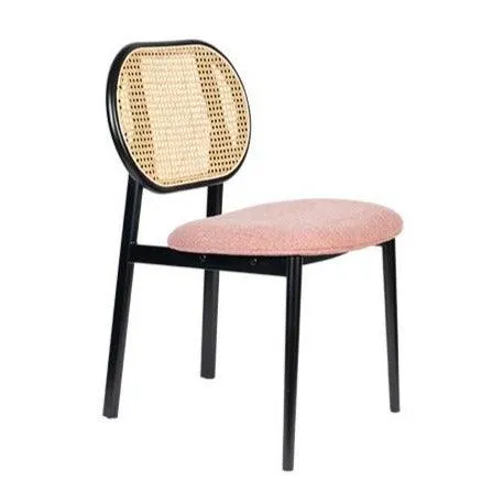 SPIKE chair pink with rattan backrest