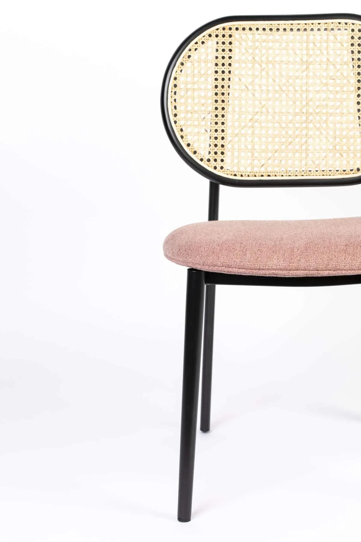 SPIKE chair pink with rattan backrest