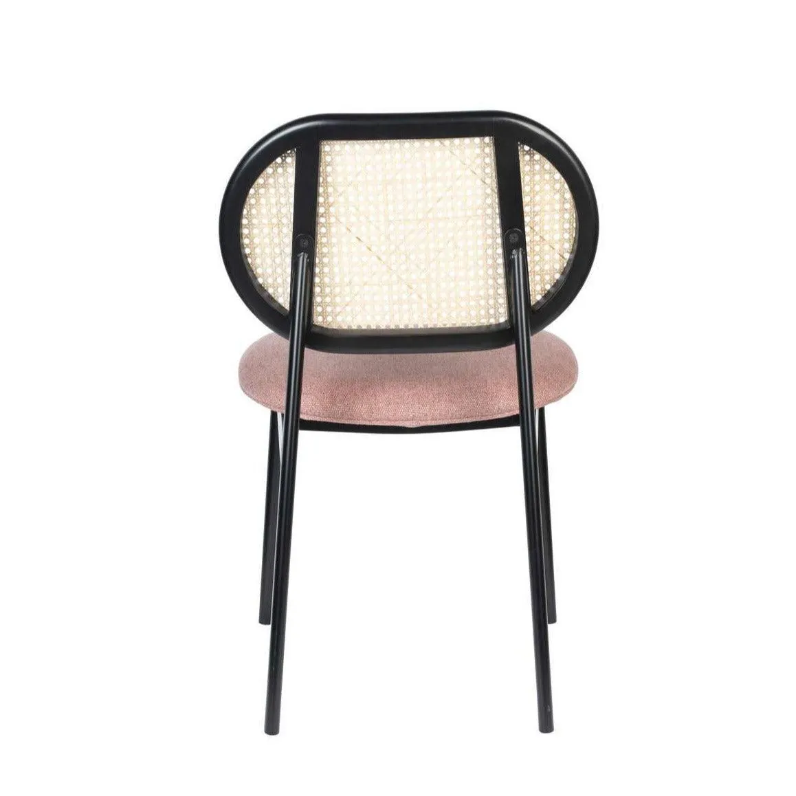 SPIKE chair pink with rattan backrest