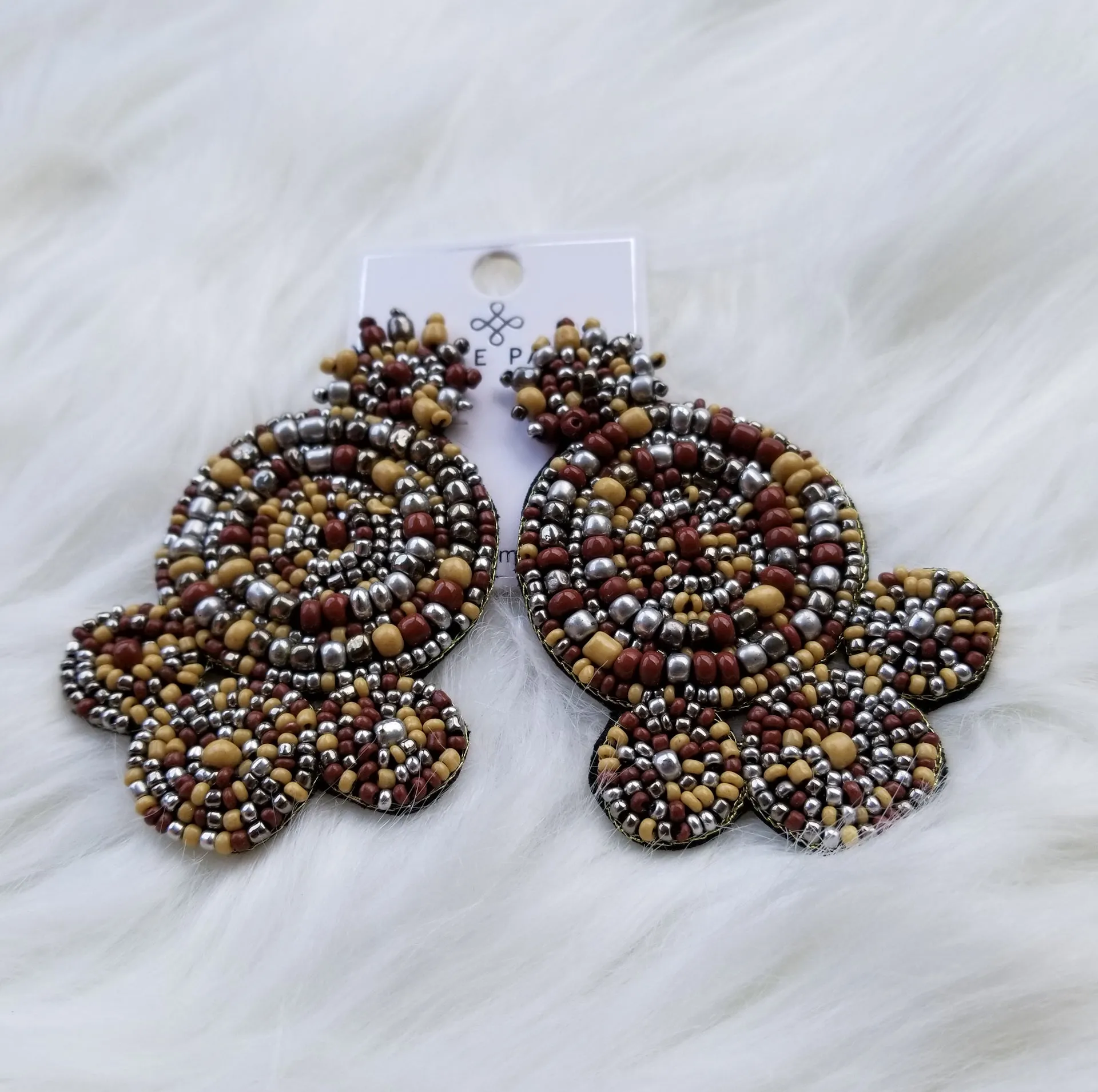 Spiral beaded statement earrings