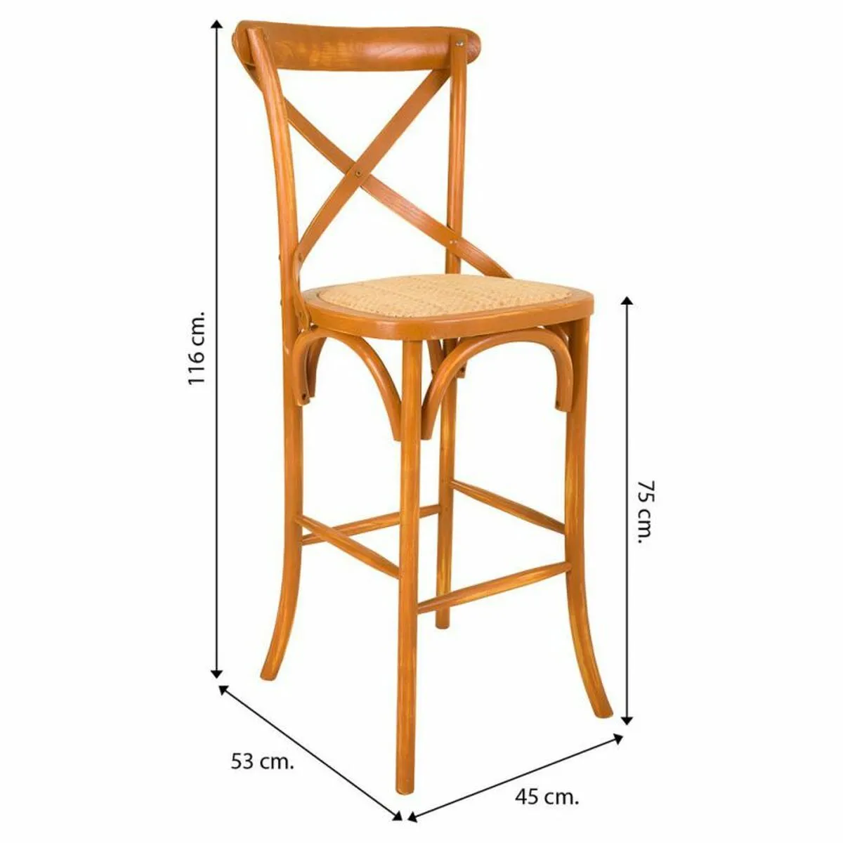 Stool Alexandra House Living Rattan Birch 53 x 116 x 45 cm