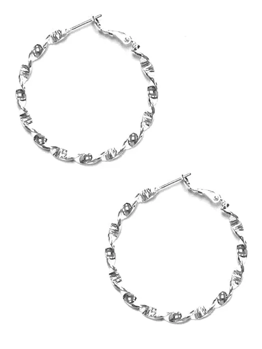 TE9357 Silver Spiral Hoop Earrings