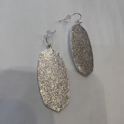 Textured Oval Plated Drop Earrings