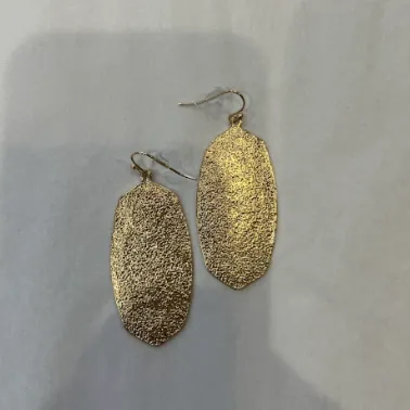 Textured Oval Plated Drop Earrings