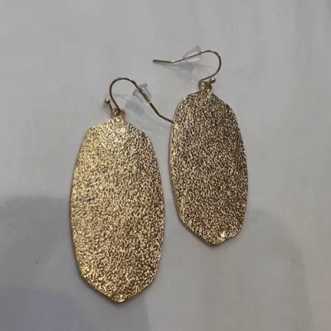 Textured Oval Plated Drop Earrings