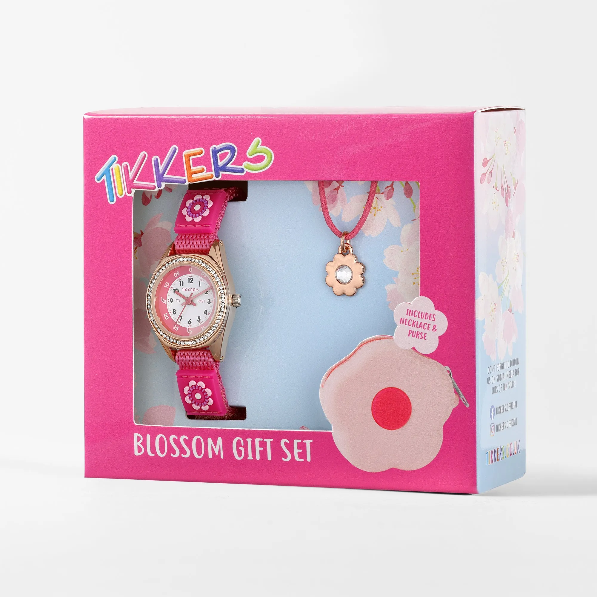 Tikkers Pink Flower Watch, Necklace and Purse Gift Set