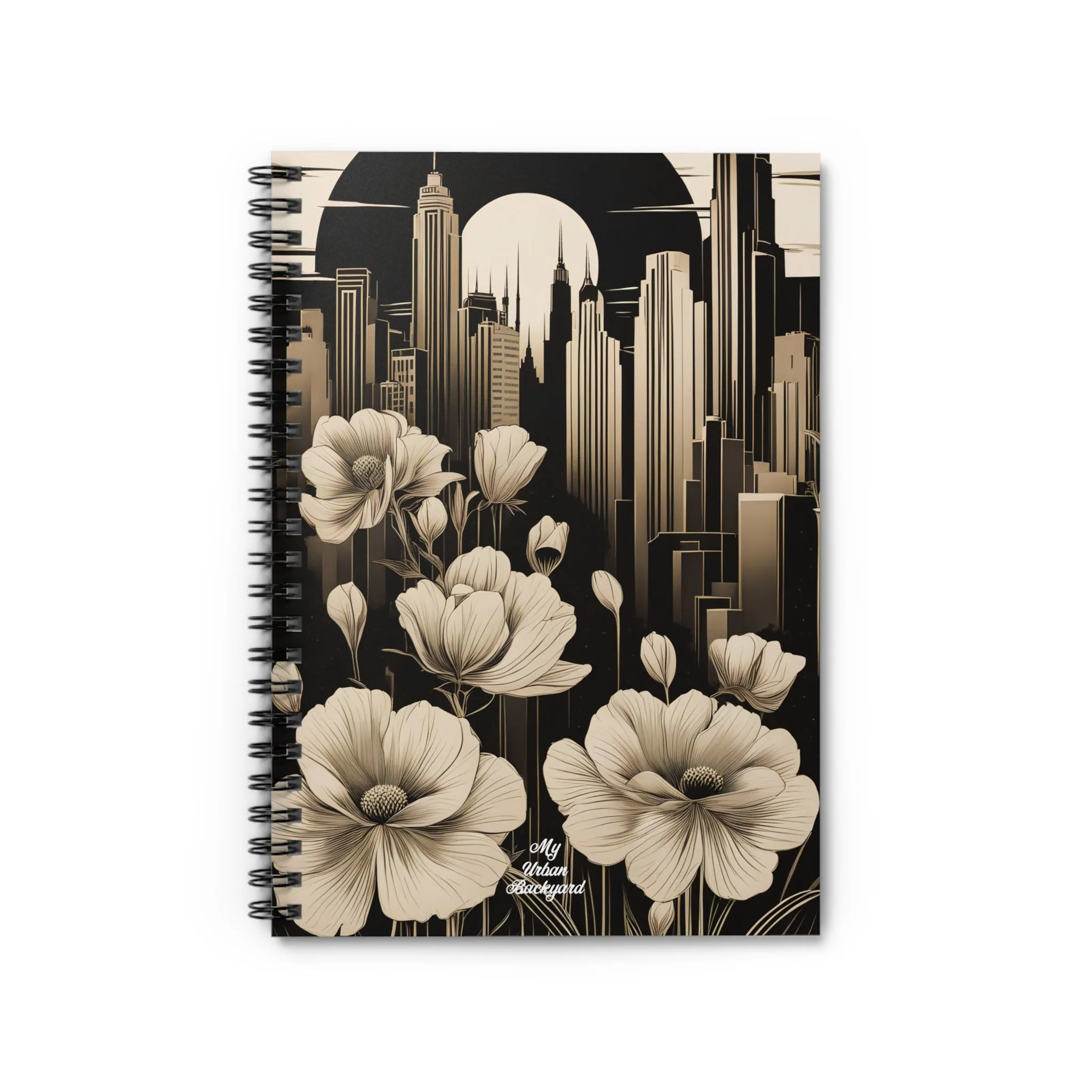 Urban Moon with Flowers, Spiral Notebook Journal - Write in Style