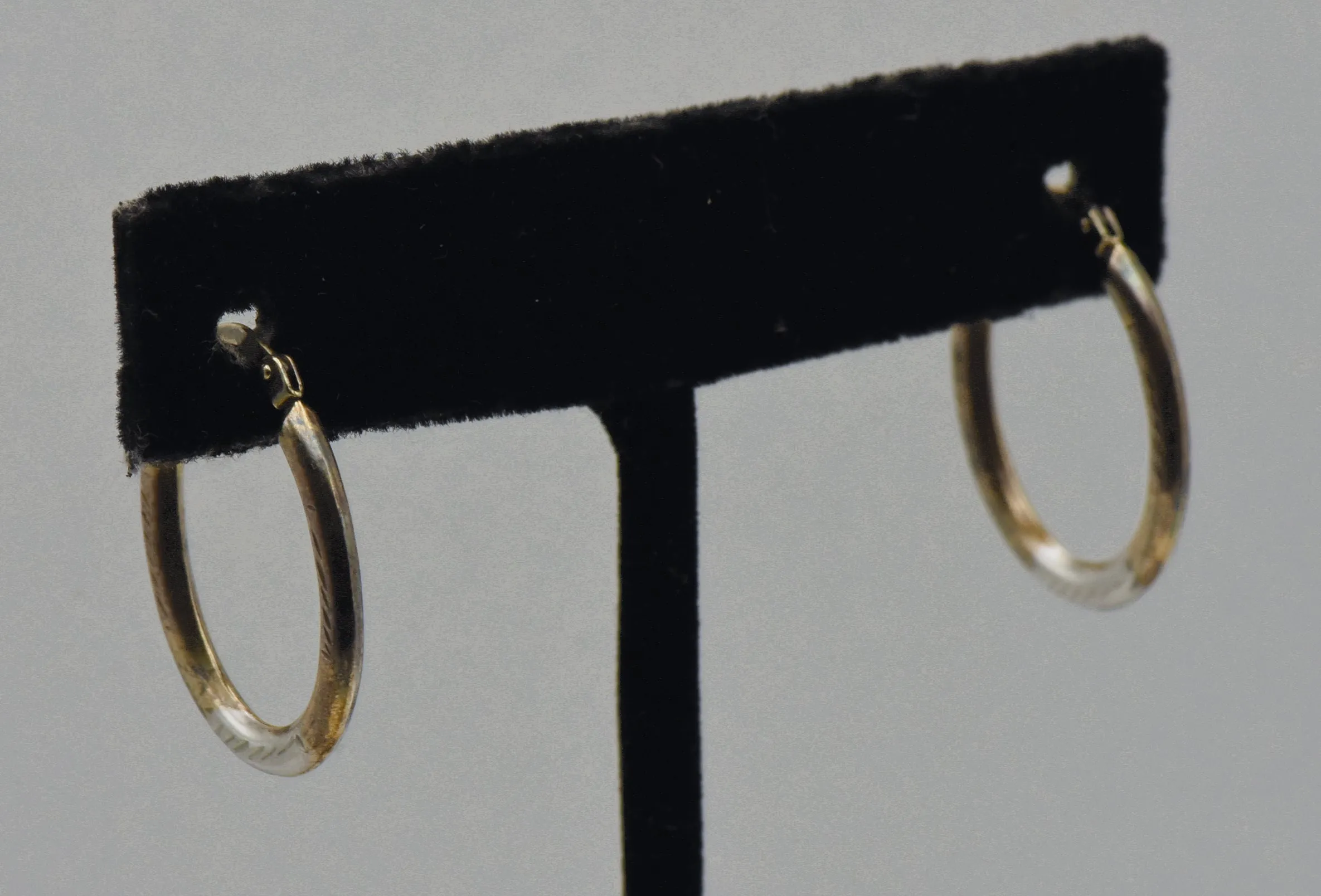 Vintage Sterling Silver and Gold Filled Two Tone Oval Hoop Earrings