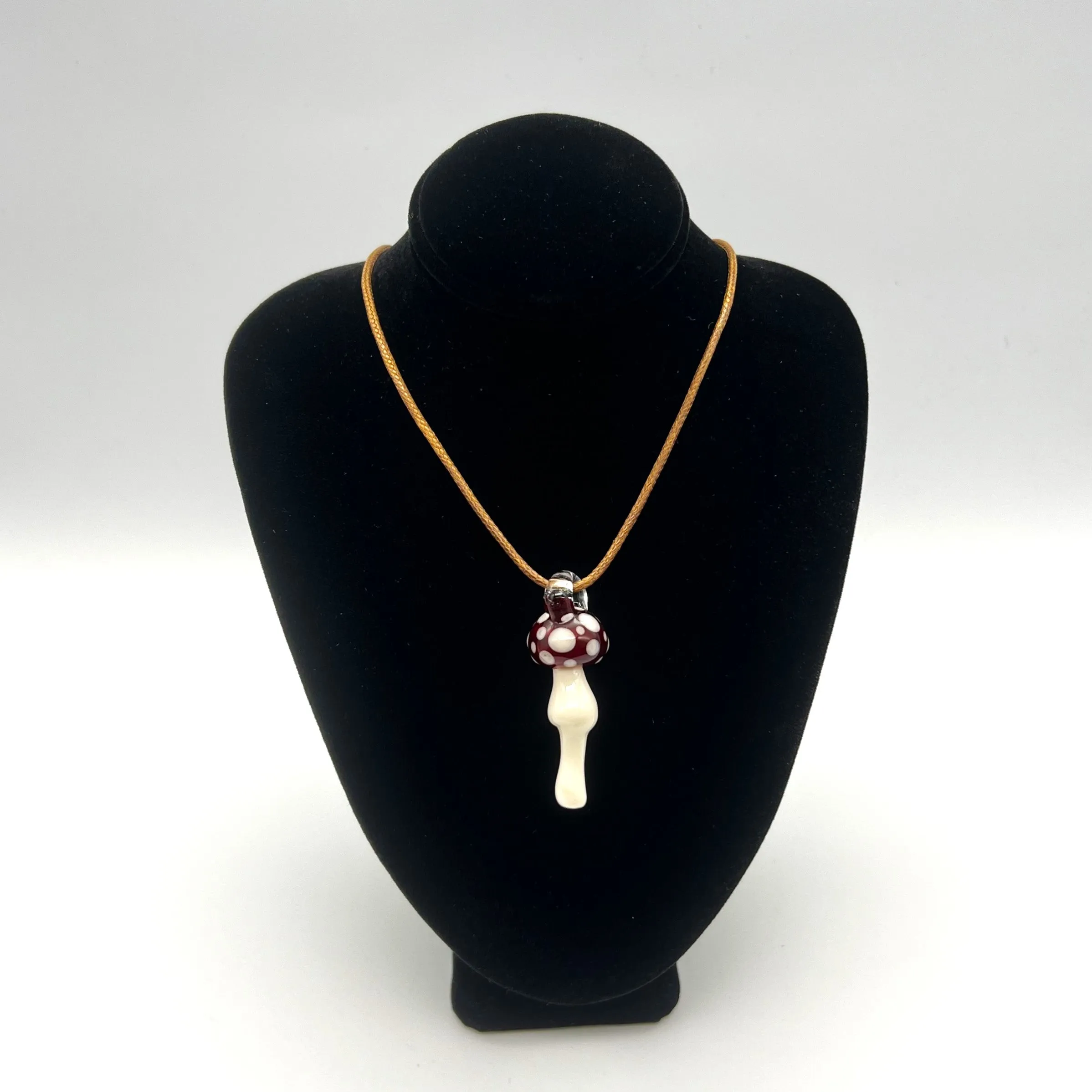 Whimsical Mushroom Pendant Necklaces by AB Glass Designs