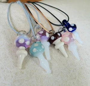 Whimsical Mushroom Pendant Necklaces by AB Glass Designs