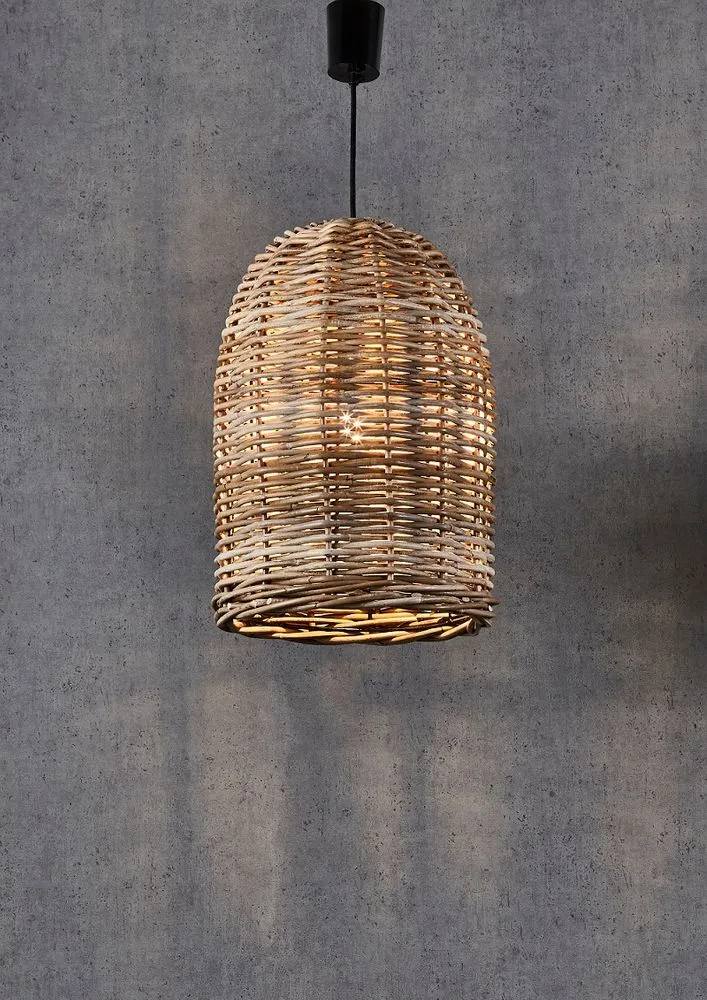 Wicker Bell Hanging Lamp Small