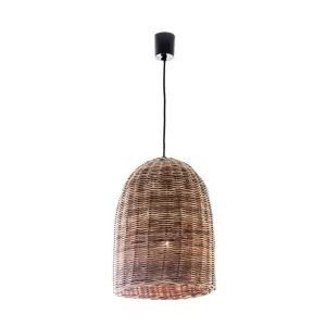 Wicker Bell Hanging Lamp Small