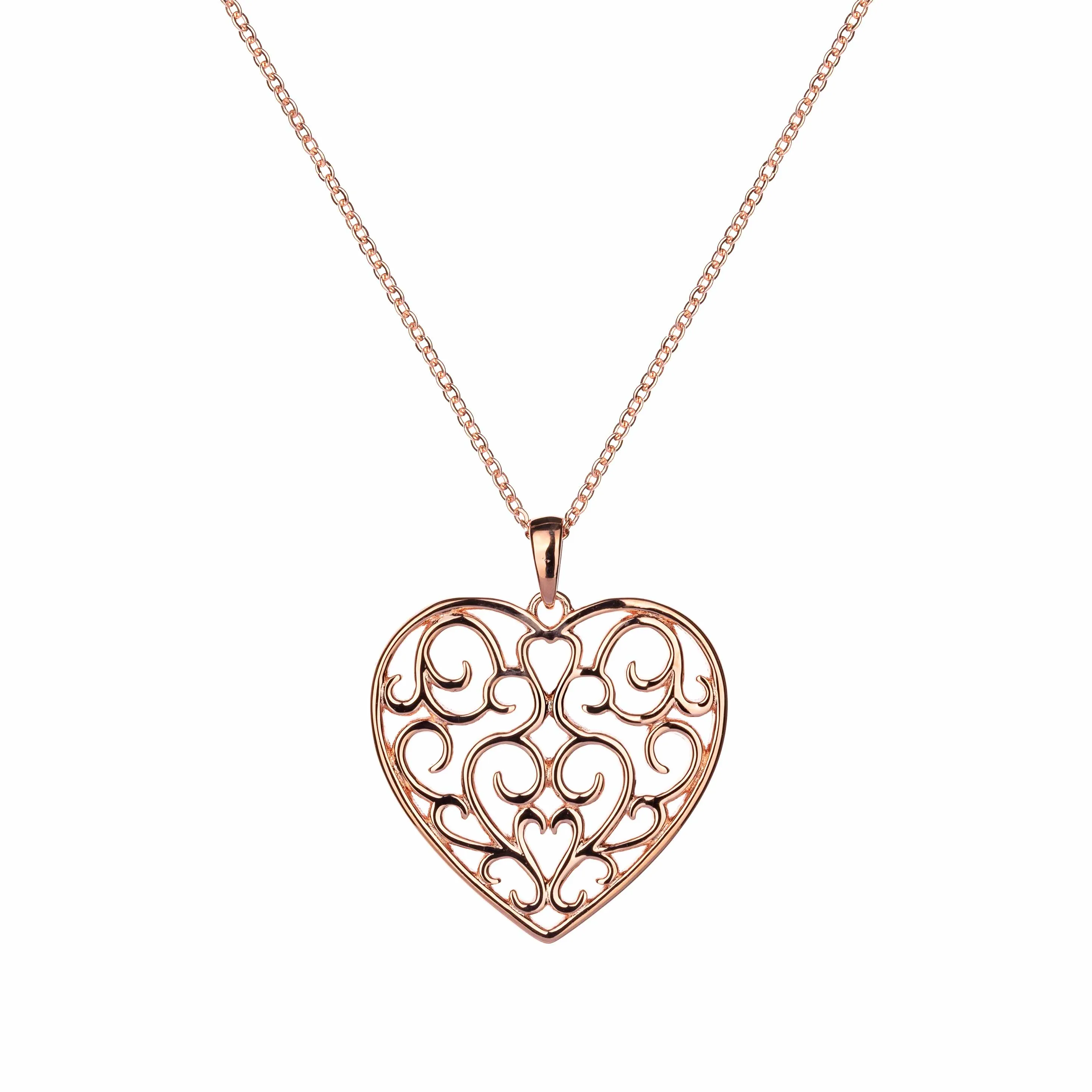 With Love - Filigree Heart - Sterling Silver Pendant