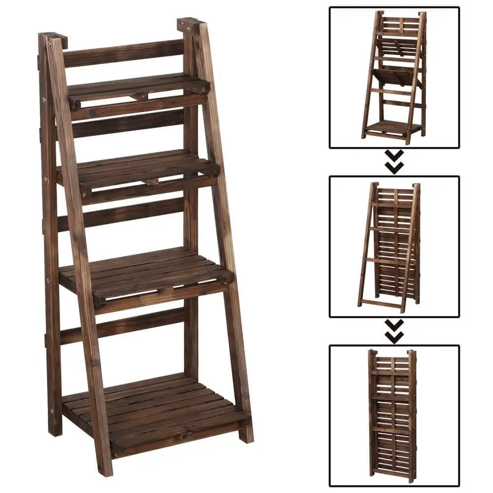 Yaheetech 4-Tier Wooden Foldable Plant Stands Racks