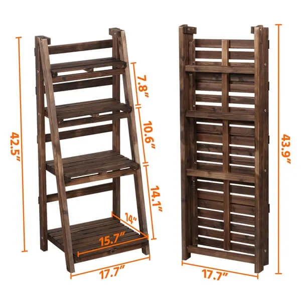 Yaheetech 4-Tier Wooden Foldable Plant Stands Racks